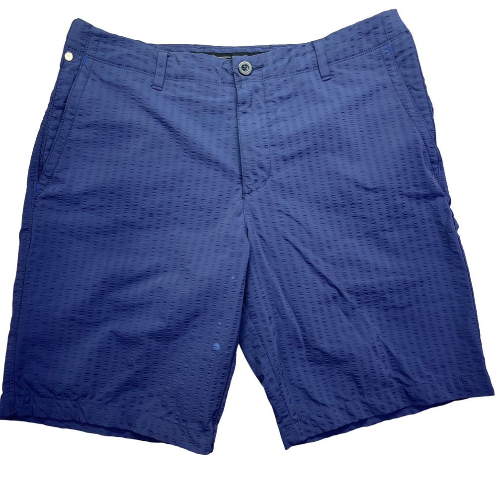 Tommy Bahama Golf Shorts Textured Blue Flat Front Casual Sz 34 Fits 33" Beach‎